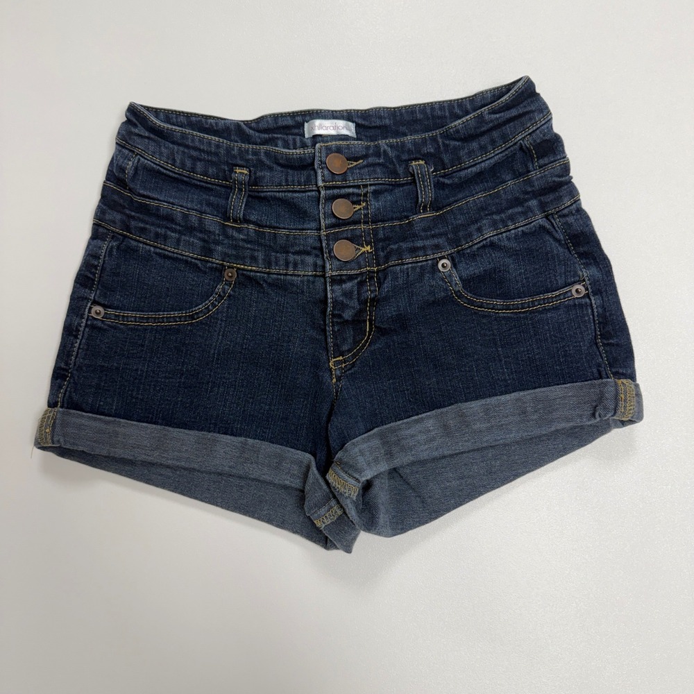 Xhilaration Micro Shorts Dark Wash High Waist Denim Size 4